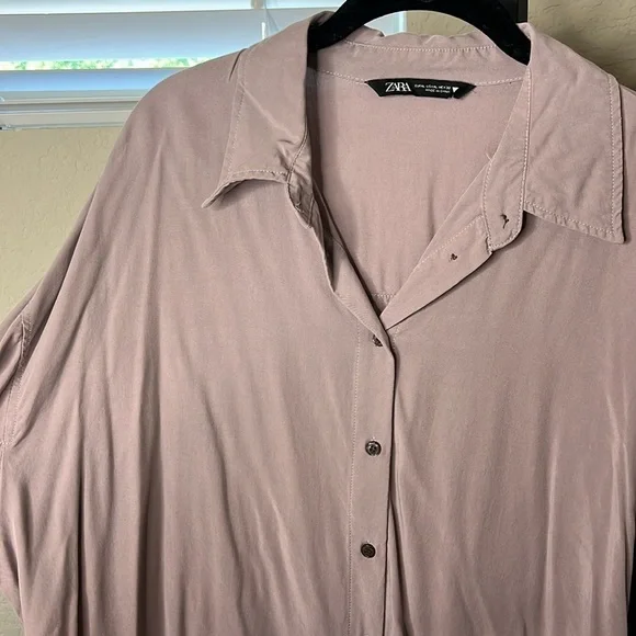 341 - Zara NWOT Lavender Long Sleeve Button Down Size XL - Picture 2 of 8